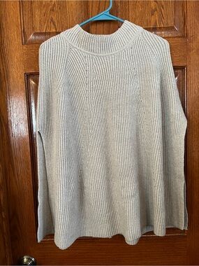 J. Jill One Size Gray High Neck Knitted Pullover Poncho NWT